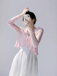 Women Lightweight Cardigans - Pink - View 6