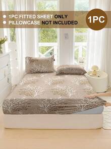 1件装树枝印花超柔软床笠 - 仅含床垫套，可机洗，适合日式、北欧、现代简约风格，提升卧室氛围，多种尺寸可选（特大/大/标准/单人），适用于家庭/宿舍/公寓/酒店/短租房，也可作为礼物赠送。 - 彩色 - 查看 3