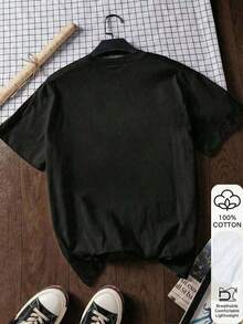 Soft 100% Cotton T-Shirt, 100% Pure Cotton, New Summer Style, Y2K Style, Summer Top, Soft 100% Pure Cotton T-Shirt, Cute And Fun Mountain Camping T-Shirt With Cartoon Moon And Forest Letter Print, Suitable For Various Occasions, As A Gift For Festivals, Birthdays, Music Festivals, Comfortable, Casual And Versatile Clothing, For Beach Vacations, Simple And Fashionable, Suitable For Daily Wear For Women And Girls. Machine Washable. A Gift For Family, Siblings, Friends, Parents Or Teachers. Breathable Cotton T-Shirt, Goes With Everything. - 黑色 - 查看 4