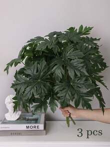 1/3株仿真番木瓜（Carica Papaya L.）绿植，人造植物，非常适合用于婚礼花束、餐桌摆饰、墙面装饰和家居装饰。适用于客厅、卧室、婚礼、派对和活动装饰。是馈赠佳品，也适合批发。 - 綠色-C - 查看 6