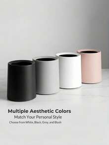 Cubo de basura minimalista de acero inoxidable y plástico, superficie mate suave, diseño alargado y delgado, colocación flexible en el hogar, oficina, cocina, baño, dormitorio, base antideslizante, interior fácil de limpiar, adecuado para la eliminación de residuos diarios y la gestión de residuos ligeros - Multicolor - View 10