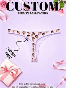 1pc Personalized Custom Face Thong, Custom Face Underwear, Custom Photo Triangle Panties - Multicolor - View 3