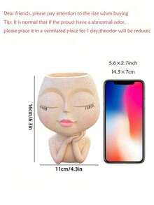 1pc Makeup Brush Holder, Cute Girl Design Pen Holder, Multi-Functional Plastic Vase Style Makeup Brush Storage Box, Suitable For Living Room And Office Desk - A - View 12