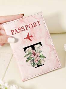 1pc A-Z 26 Letters Fashionable Letter Print Stylish Burgundy Passport Cover, Premium PU Leather Passport Wallet With Multi-Card Pockets For Credit Cards, Boarding Passes, And IDs, Compact And Portable Travel Essentials Organizer For Women, Men - Pink - View 119