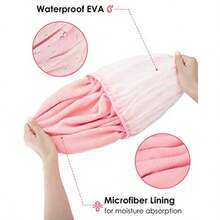 Auban Gorro de ducha, gorro de ducha para mujer, forro de tela de rizo EVA, exterior, reutilizable, doble capa, impermeable, gorro de pelo de baño grande para todas las longitudes de cabello rosa - Corazón - Ver 6