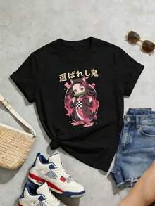 Camiseta de manga corta con cuello redondo suave y casual de verano para mujer, tops para salir, vintage, Gen Z, tops, curvas, ropa Y2K, algodón, Italia, Grecia, tops de mujer, tops bonitos, camisetas gráficas, conjuntos de primavera, estilo callejero americano, casual deportivo, estilo unisex, estilo casual urbano, casual, jersey, camisetas holgadas, ropa de calle retro, estilo de los 90, estilo de los 2000, subcultura, estilo europeo, tops negros, tops blancos, conjuntos de fiesta de los 90. Negro - Negro - Ver 3
