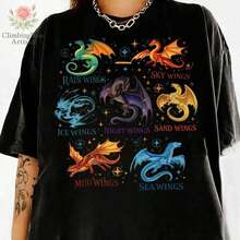 Unique Piece, Fire Dragon Wings, Fantasy Dragon Art, Literary Dragon Design, Fire Dragon Illustration, Printable Clipart, Vibrant Colors, Multiple Color Options, Women's Casual Summer T-Shirt, Vacation Style, Book-Themed T-Shirt, Fun Prints, Music Festival, Easter, Teacher's Day - 多色 2 - 查看 1