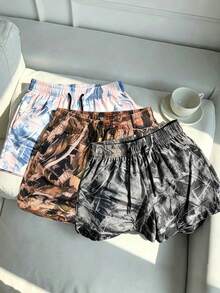 2026 Summer New Versatile Floral Print Shorts, Drawstring Waist Design Casual Bermuda Shorts Sports - Black - View 11