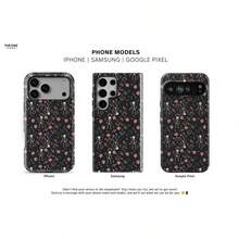 [24h Versand aus DE]Apple 17 16 promax Tanzendes Skelett Halloween Handyhülle für iPhone 17 16e 15 14 Pro Max,  Galaxy S25 S23,  Pixel 10 - Blumenmuster| SOC-HW15 23 24 25 26 Ultra Galaxy - Mattierte Oberfläche - Übersicht 3