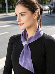 1pc New Rhinestone Decor Women Scarf, Versatile Neckerchief, Fashion Neck Warmer Suitable For Daily Wear - Purple - View 2