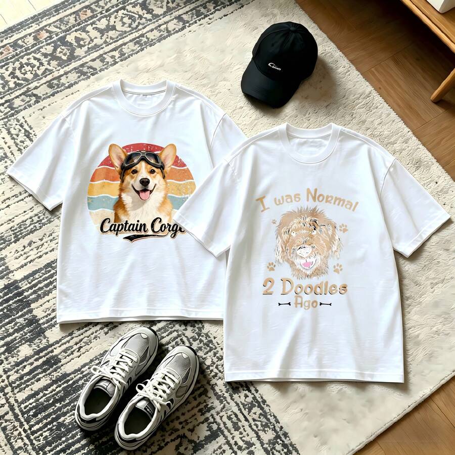 2-Piece Couple Matching Pattern T-Shirt, 100% Cotton, Loose Fit, Soft And Breathable, Casual Round Neck Short Sleeved Top Skeleton Football Player Skateboarder Skeleton Versatile Patterns No Picky Combinations Coordinated Dating Casual Travel Simple And Cartoonish Printing Styles High - 白色 - 查看 1