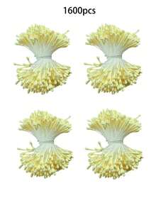 400/800pcs Artificial Flower Stamens, Faux Pearl Stamens, Home Floral DIY Decor, Suitable For Wedding Floral Arrangements, Handmade Home Decor, Easter, Mother's Day, Father's Day - Light Yellow - View 9