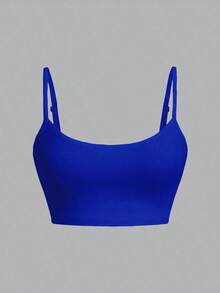 1 pieza Camiseta sin mangas casual y sexy color burdeos para mujer, adecuado para el verano - azul real - Ver 6