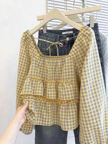 Blusa con volantes en el bajo, nueva llegada de otoño para mujer - Multicolor - Ver 3