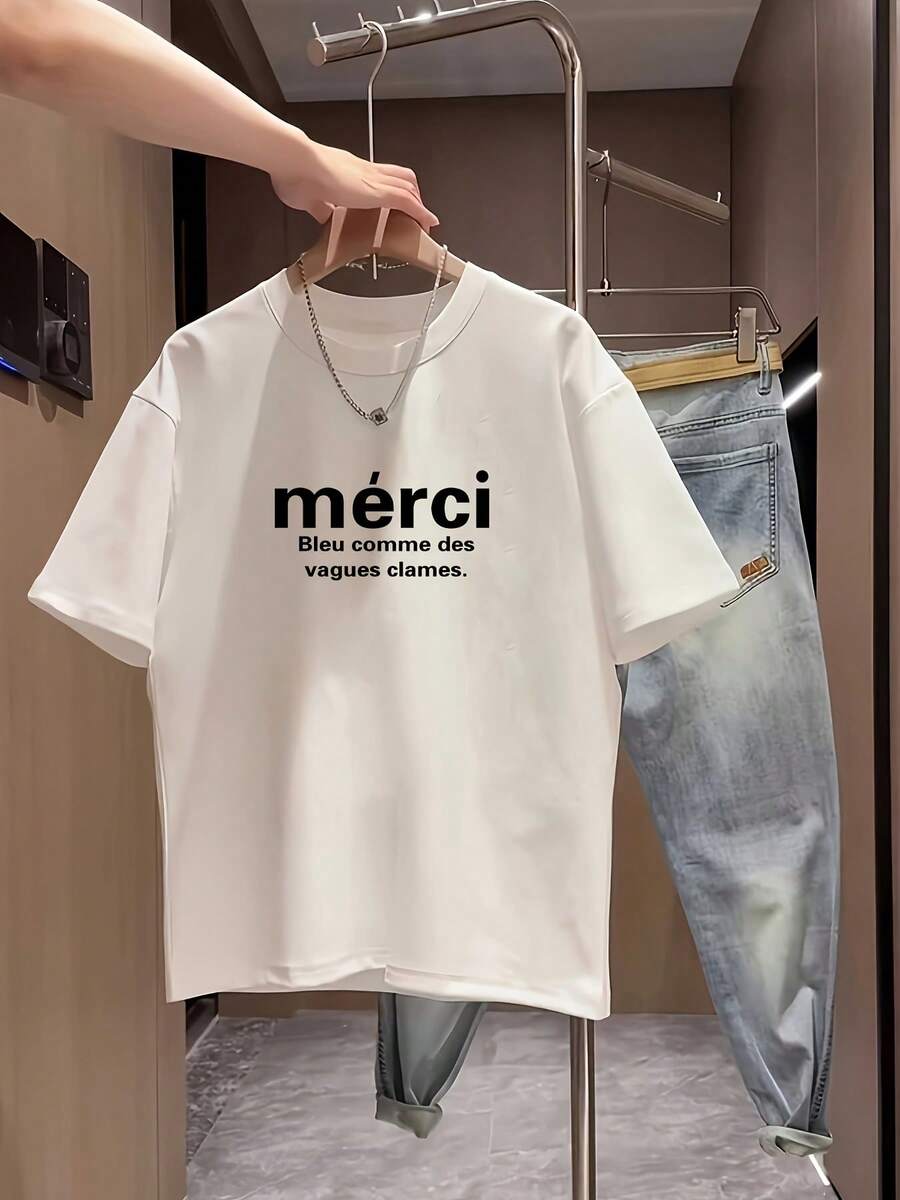 Nueva camiseta de manga corta para mujer de 180 g,% algodón - Camiseta casual versátil con estampado de verano para hombre - Camiseta con estampado de verano para parejas - Unisex - Regalo para vacaciones - Blanco - Ver 1