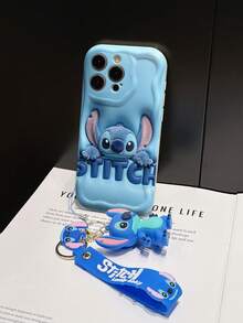 Disney Lilo And Stitch Phone Case : 3D Fluffy Pattern Border Protector Phone Soft Phone Case With A Free Cute Stitch Bracelet Chain Lanyard, Stitch, Lilo, Angel, For Apple 17 Promax 17 Pro 16 15 14 13 12 11 Pro Max XS Max X XR Soft Cover Summer Phone Case - trắng - Xem 5