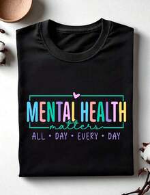 Camiseta "La Salud Mental Importa", Camiseta Motivacional para Regalo a Maestros, Camiseta Unisex de Alta Calidad para Terapeutas, Idea de Regalo para Psicólogos.OC-192 - Negro - Ver 1