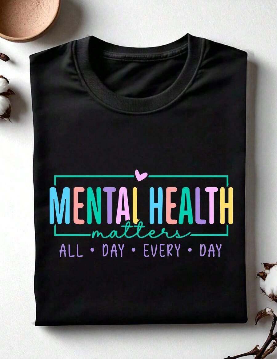 Camiseta "La Salud Mental Importa", Camiseta Motivacional para Regalo a Maestros, Camiseta Unisex de Alta Calidad para Terapeutas, Idea de Regalo para Psicólogos.OC-192 - Negro - Ver 1