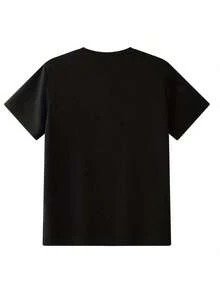 Korean Camiseta de Cuello Redondo para Hombre con Estampado de Hamburguesa y Papas Fritas, Ropa Casual para ExterioresGraphic Tee - Negro - Ver 2