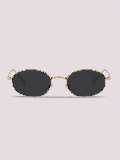 Visivana 1 Pair Women's Oval Metal Small Frame Vintage Solid Color Fashionable Eyeglasses, Suitable For Street Style And Runway