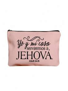 This Women's Linen Bag Printed With "Jehovah" Jesus-Themed Letters, Meaning God, Jesus, Christianity, Can Be Used As A Religious Activity Bag, Shopping Bag, Portable Multipurpose Cosmetic Bag, Lunch Bag, Student Backpack, It Is The Best Gift For Women, Mothers, Teachers, Friends, Bridesmaids, And Can Also Be Used As A Casual Storage Bag And Multipurpose Shopping Bag. - Pink - View 13