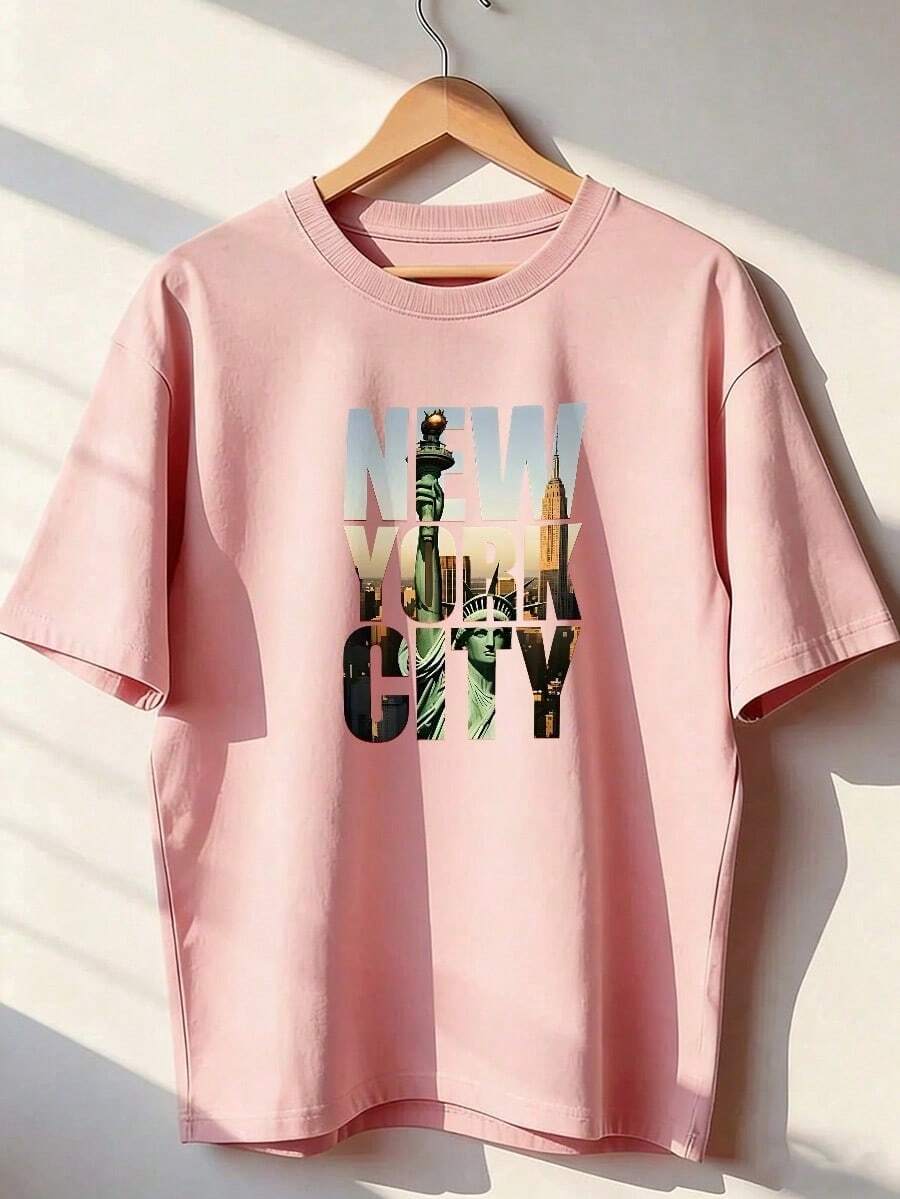 Short-Sleeve T-Shirt With American Tourist And Urban Style, Fashionable Short-Sleeve T-Shirt For Spring And Summer 2026, Made In Mexico, 180 Grams. Cartoon Print, Couple Design, Suitable For Indoor Or Outdoor Wear. Crew Neck, Unisex, Ideal For Office And Leisure. One-Piece Pack. - PK-P631577SLNDXZGY505 - 查看 1