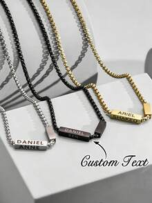 1 chiếc dây chuyền khắc tên bố theo yêu cầu, dây chuyền nam, dây chuyền vàng, quà tặng Ngày của Cha, dây chuyền khắc tên theo yêu cầu (khắc tên con) - Quà tặng độc quyền cho bố | Dây chuyền vàng nam khắc theo yêu cầu | Quà tặng Ngày của Cha - Nhiều màu - Xem 2