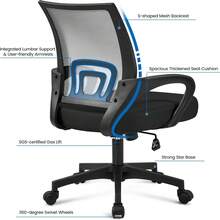 Modern Ergonomic Office Chair Adjustable Swivel Mesh Computer Chair With Back Support Arms Wheels For Home Work Students Study Black - Black - View 5