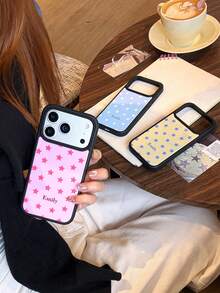 Customized Minimalist Star & Letter Slogan Phone Case, Full Coverage Hard Shell Protective Cover Suitable For IPhone 11/12/13/14/15/16 17 Pro Max - Multicolor - View 6