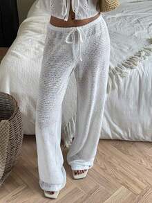 BNJLL Pantalones Largos Casuales para Mujer con Estampado de Corazón y Oso de Dibujos Animados, Cintura con Cordón Ajustable, para el Día de San Valentín - Blanco 5 - Ver 6