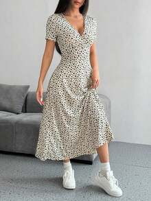 Vestido maxi casual de mujer con cintura ceñida y estampado floral ditsy - Multicolor 3 - Ver 7