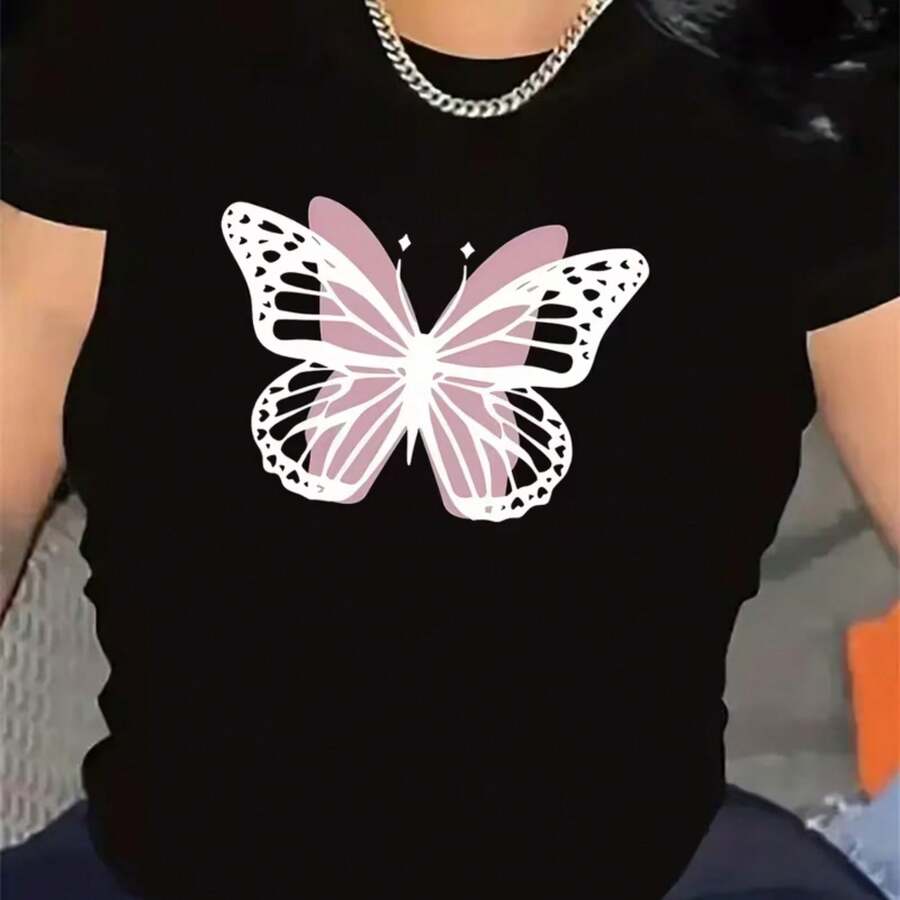Printed T-Shirt For Men And Women - Black - View 1