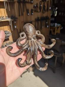 1件/2件裝復古鑄鐵章魚壁掛鉤，5.9英吋多功能5鉤掛鉤，重型鄉村風掛鉤，適用於鑰匙、外套、毛巾、帽子和包包，適合花園、客廳、浴室，航海風聖誕牆面裝飾，喬遷禮物 - 彩色 - 查看 17