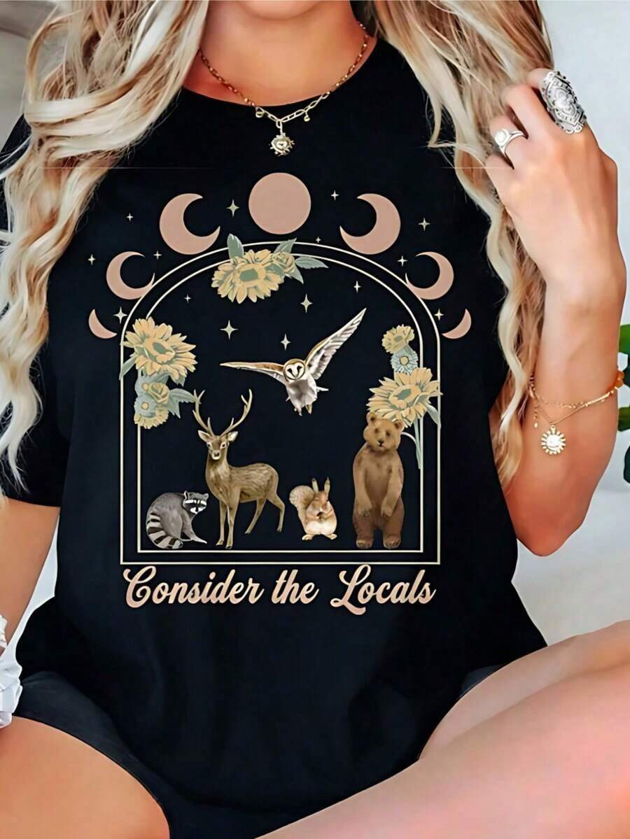 Camiseta de Parque Nacional, Camiseta "Respeta a los Habitantes Locales", Camiseta de Camping, Regalo para Amantes del Camping, Camiseta de Animales Salvajes, Camiseta de Mujer con Diseño de Naturaleza, Camiseta Casual de Algodón con Cuello Redondo para Primavera y Verano, Súper Suave, Camiseta Transpirable de Verano - Regalo Perfecto para Pascua, Día de San Patricio, Día de San Valentín, Día de la Madre para Mamá, Parejas, Familiares y Amigos. - 7-negro - Ver 1