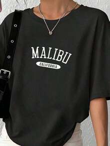 Classic Style T-Shirt Malibu, California, CA - Black - View 2