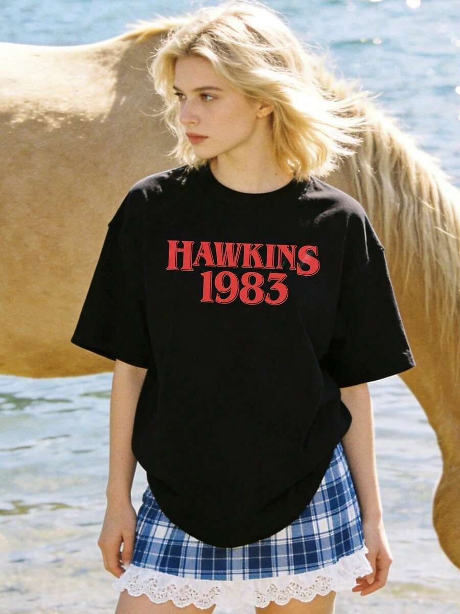 Camiseta de manga corta con cuello redondo suave y casual de verano para mujer, tops para salir, algodón, vintage, estilo callejero europeo y americano, casual deportivo, estilo unisex, estilo casual urbano, tops bonitos, Gen Z, curvas, ropa Y2K, camisetas divertidas, tops para damas, conjuntos de vacaciones para mujer, top lindo, camiseta gráfica, conjuntos de primavera, camisetas holgadas, ropa de calle retro, estilo de los 90, estilo de los 2000, subcultura, top negro, tops blancos, atuendo de fiesta de los 90. - Negro - Ver 1