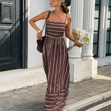 Women's Striped Ruffle Hem Casual Spaghetti Strap Dress,Summer Dresses For Women - Multicolor - Ver 7