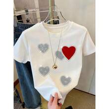 Camiseta de Manga Corta Mujer, Cuello Redondo, Estampado Impreso - Negro - Ver 4