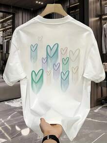 Nueva camiseta de manga corta para mujer de 180 g,% algodón - Camiseta casual versátil con estampado de verano para hombre - Camiseta con estampado de verano para parejas - Unisex - Regalo para vacaciones - Blanco - Ver 11