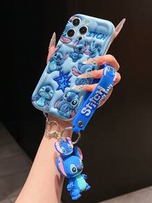 Disney Lilo And Stitch Phone Case : 3D Fluffy Pattern Border Protector Phone Soft Phone Case With A Free Cute Stitch Bracelet Chain Lanyard, Stitch, Lilo, Angel, For Apple 17 Promax 17 Pro 16 15 14 13 12 11 Pro Max XS Max X XR Soft Cover Summer Phone Case - 白色 - 查看 4