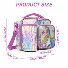 1件女孩雙隔層斜挎包，印花保溫托特包，附可調節肩帶，適合學生 - 斜背包 - 查看 10