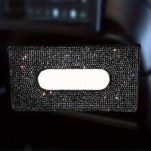 Sparkling Rhinestone Car Tissue Box, Crystal Diamond Sun Visor Tissue Holder, PU Leather Car Tissue Box, Luxury Shiny Car Accessories, Cute Women's Car Interior Decor, Universal Sun Visor Tissue Box, Fashion Glitter Diamond Car Tissue Box - A - View 11
