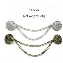 1 buah/7 buah Set Bros Jepit Sweater, Jepit Kerah Sweater Vintage dengan Rantai Rumbai, Jepit Kerah Kemeja Anti Selip, Jepit Kardigan Berhiaskan Berlian Imitasi - Antique Silver - View 19