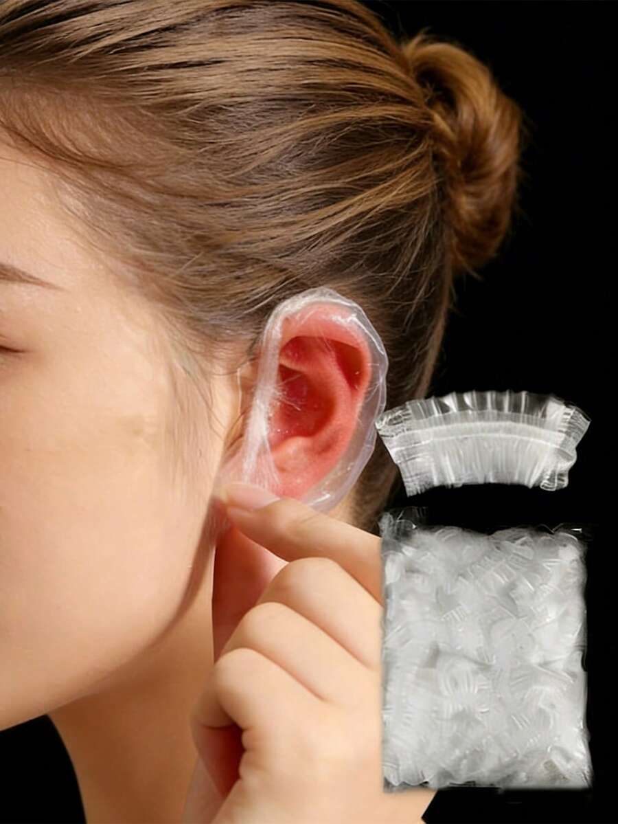 100/200/500 buah Penutup Telinga Plastik, Penutup Membran Telinga Tahan Air - Cocok untuk Mandi, Mewarnai Rambut, Salon, dan Mandi Sehari-hari, Perlindungan Higienis, Pas dan Aman