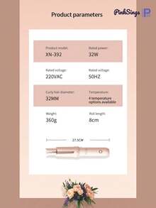 PinkSings 一鍵式自動捲髮棒，32mm 筒徑，左右自動捲髮，4 種溫度模式，負離子產生器，智能定時與感應，自動關機，最佳聖誕禮物 - 粉色 - 查看 12