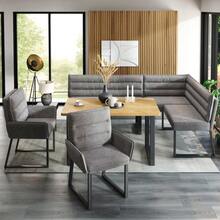 Corner Bench Set, Dining Set, Ideal For Placing In A Corner Of Kitchens And Dining Rooms, Includes A Corner Bench, Two Dining Chairs And A Dining Table, Chenille Fabric, Gray Color + Wood. - Grey - View 3