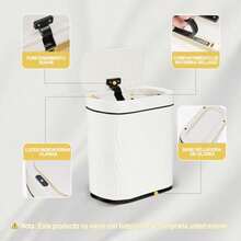 Botes de Basura8L Cubo De Basura Automático Con Sensor Para Baño Cubo de Basura de Plástico Botes de Basura Inteligente inteligente con tapa para Inodoro Blanco con borde negro - Blanco con borde negro - Ver 6