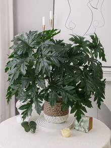 1/3株仿真番木瓜（Carica Papaya L.）绿植，人造植物，非常适合用于婚礼花束、餐桌摆饰、墙面装饰和家居装饰。适用于客厅、卧室、婚礼、派对和活动装饰。是馈赠佳品，也适合批发。 - 綠色-C - 查看 7