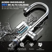 Stainless Steel Pull-Out Single Lever Kitchen Mixer Tap - Silver - View 7