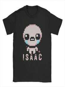 Awesome The Binding Of Isaac Themed T-Shirt, Women's Pure Cotton Crew Neck T-Shirt, 90s Cartoon Short Sleeve T-Shirt, Plus Size T-Shirt. - 黑色 - 查看 1